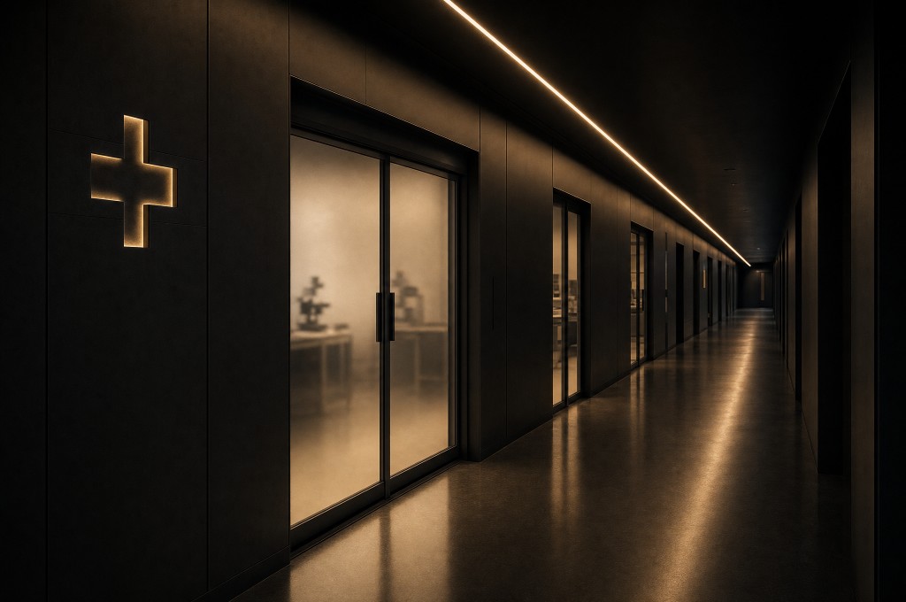 Healthcare research facility corridor